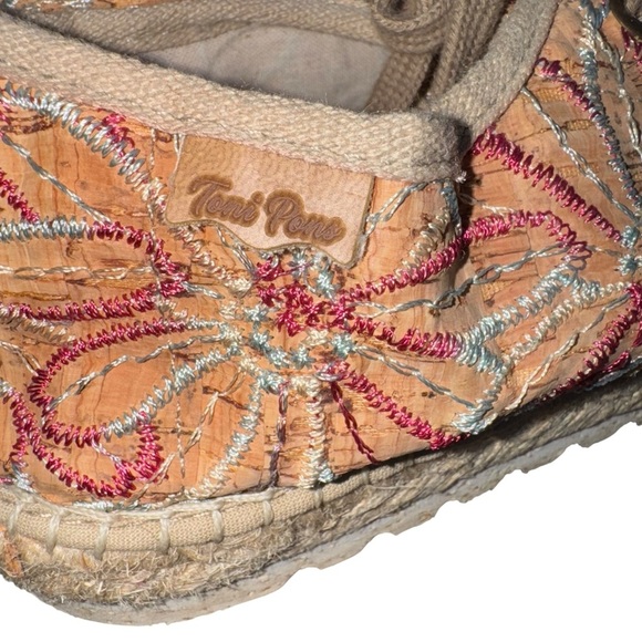 TONI PONS Embroidered Floral Espadrille Sneakers Beige Pink EU Size 39 US Size 8 - Picture 9 of 15